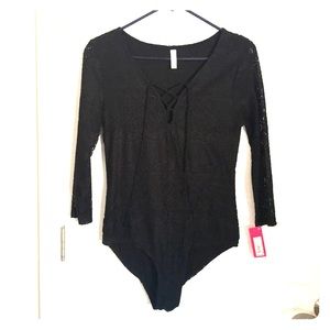 Lace and tie body suit
